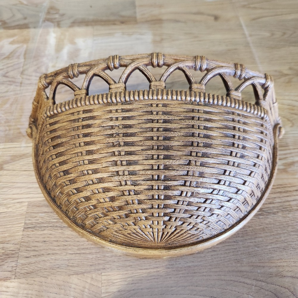 Vintage Syroco Wall Basket Planter MCM Homco 6054 Faux Wood Decor